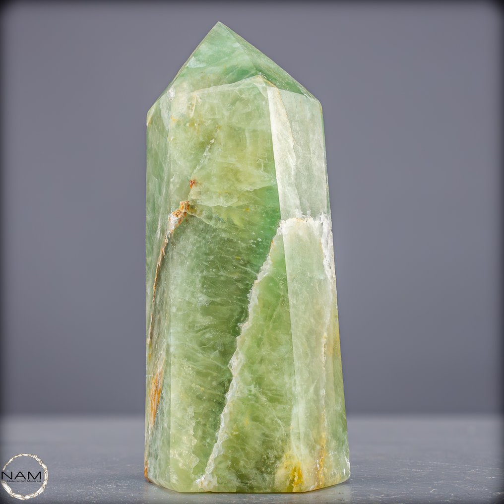天然方解石方尖碑 清晰、结构和光彩照人的优雅- 1274.91 g #1.0