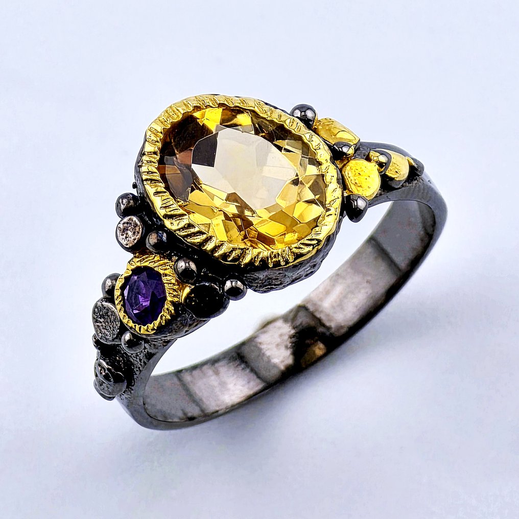 Cytryn - Srebro - Pierścionek - Ekskluzywny design #1.0