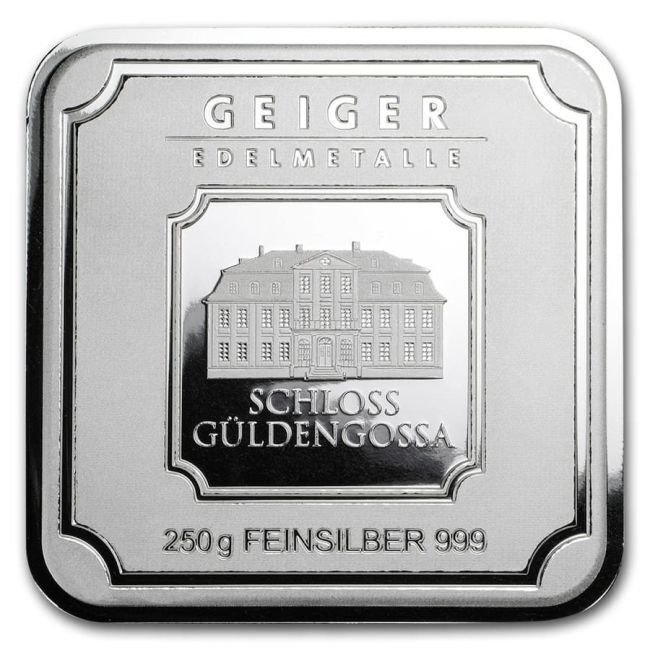 250 grammi - Argento .999 - 250g Geiger Edelmetalle Square .999 Fine Silver Bar Circulated #1.0