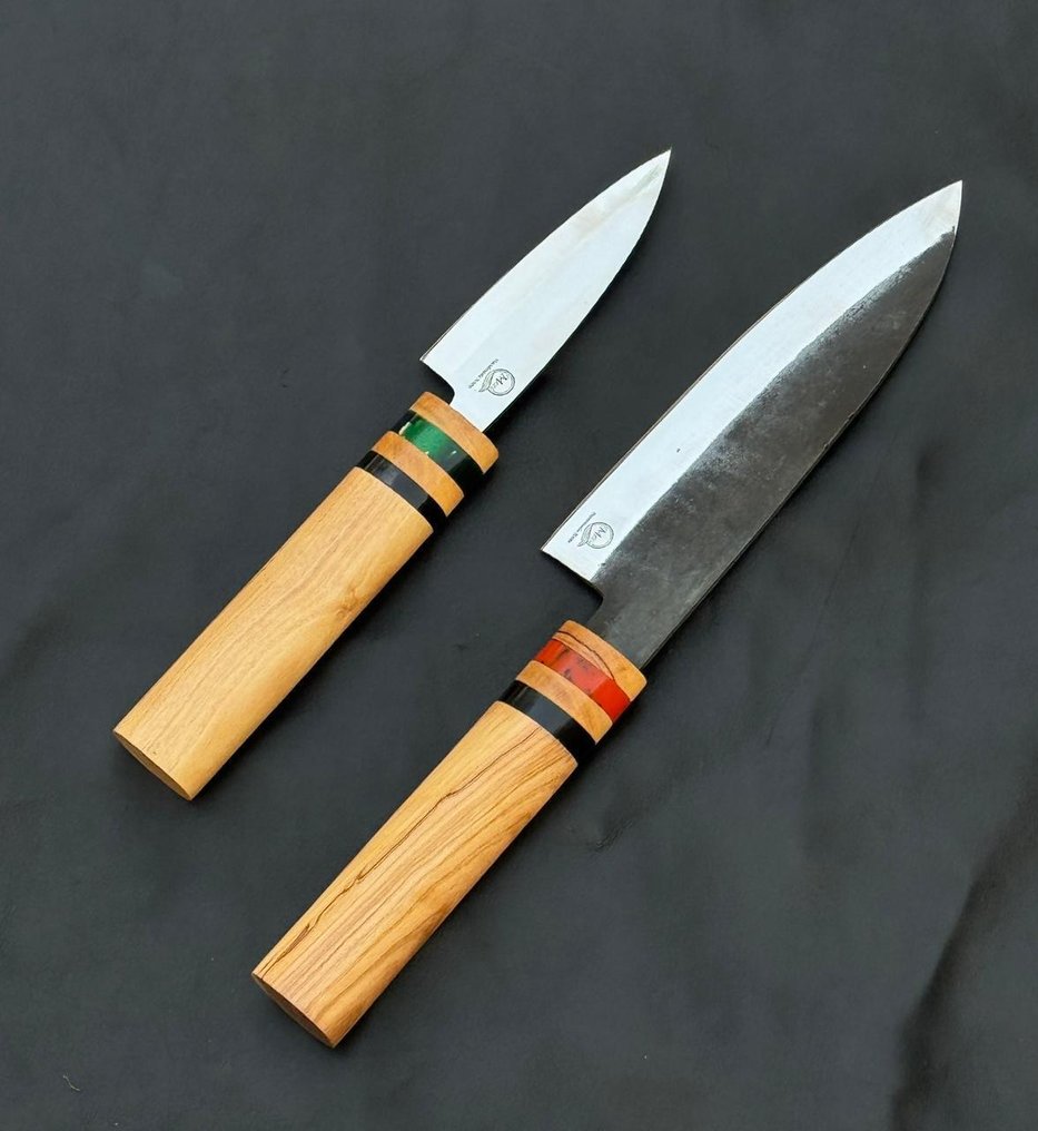 厨刀 -  厨房刀 - 不锈钢12c27厨师刀，升起与木制柄 - 木头 - 亚洲 #4.3