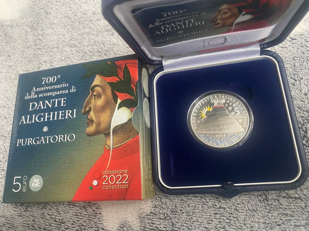 Italia. 5 Euro 2022 "Dante Alighieri - Purgatorio" (Senza prezzo di riserva) #1.0