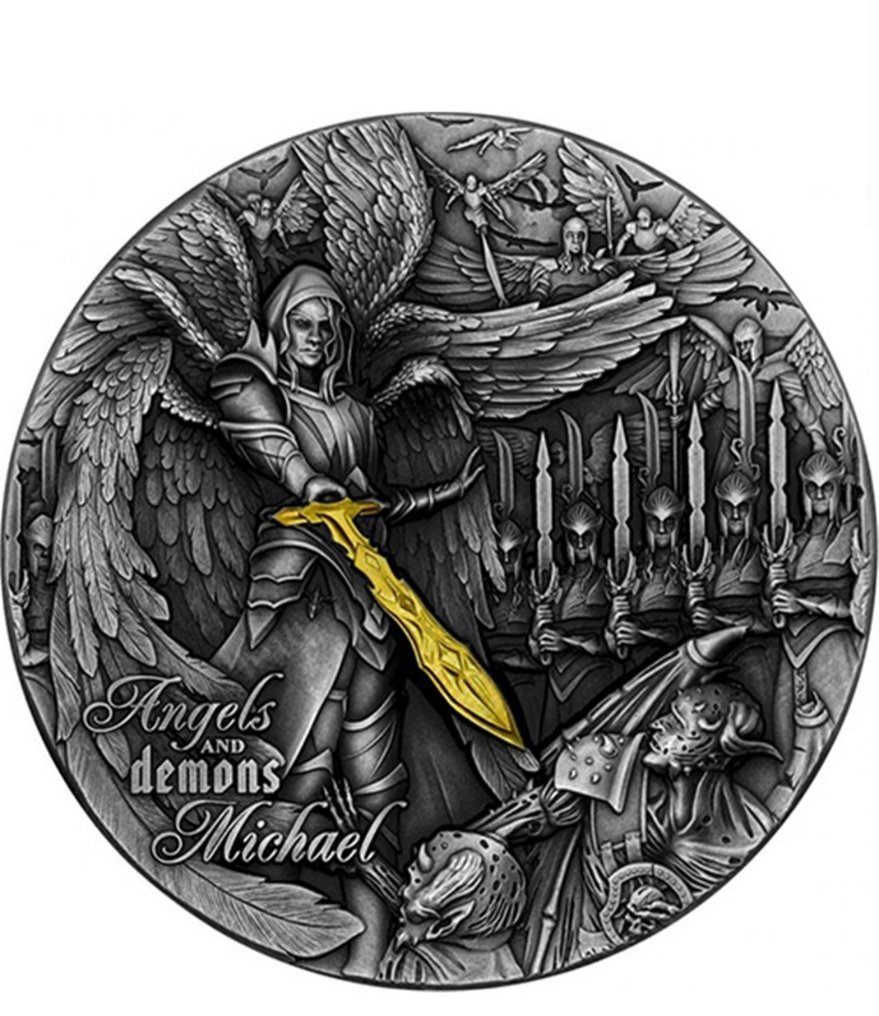 Niue. 5 Dollars 2022 MICHAEL Angels and Demons 2 Oz (.999) #1.0