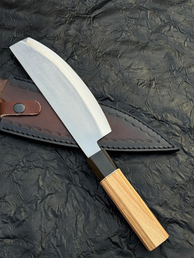 Μαχαίρι κουζίνας -  Μαχαίρι κουζίνας - ανοξείδωτο ατσάλι 12c27 σεφ με μαύρο Risen και ξύλο ASH - ξύλο - Ασία #2.1