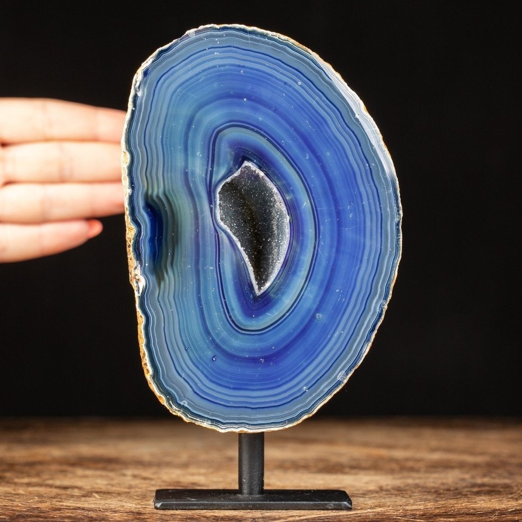 蓝玛瑙 Geode “宇宙能量” 晶洞水晶 - 高度: 170 mm - 宽度: 100 mm- 1462 g #1.0