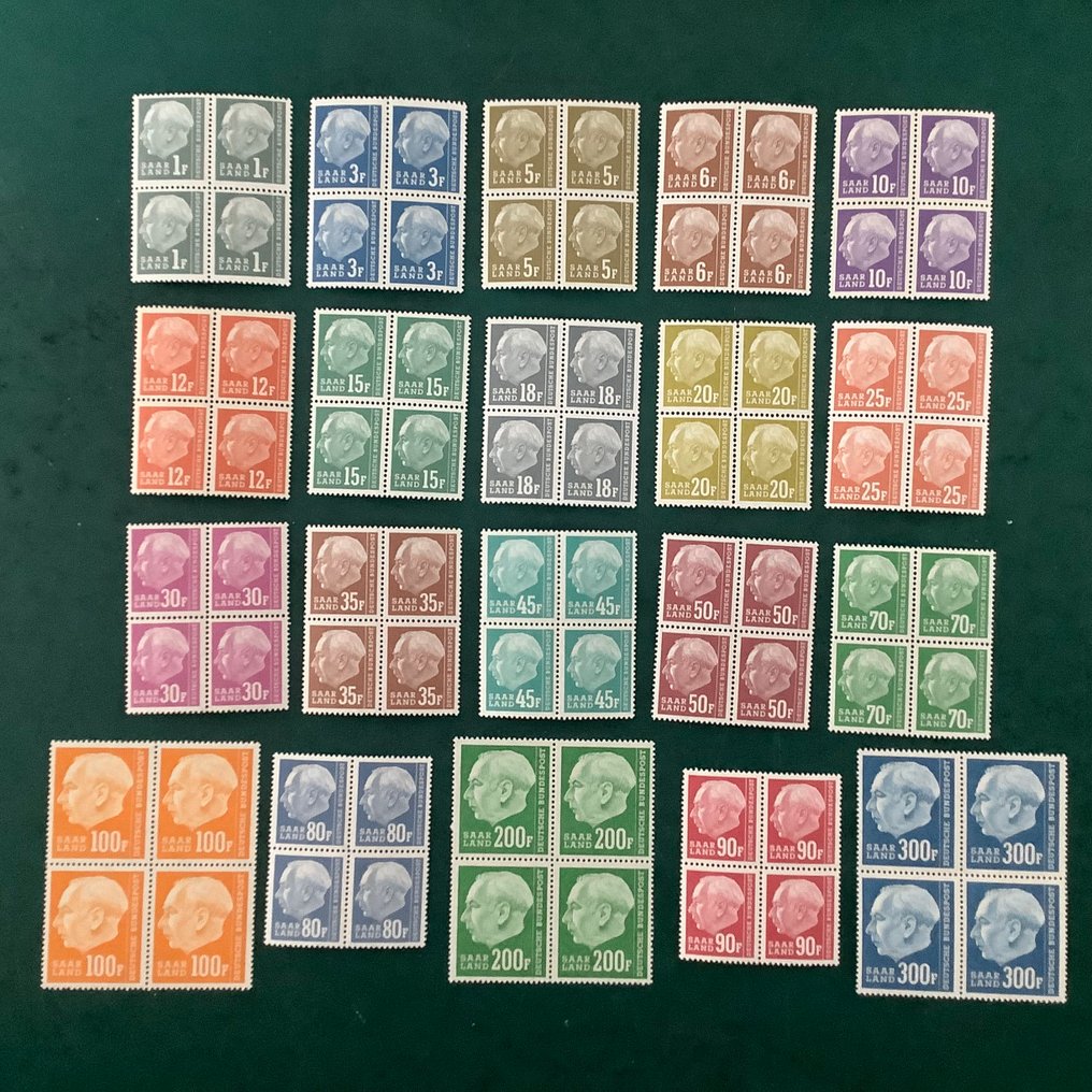 Σάαρλαντ 1957 - Heuss II σε μπλοκ των τεσσάρων. - Michel 409/428 #1.0