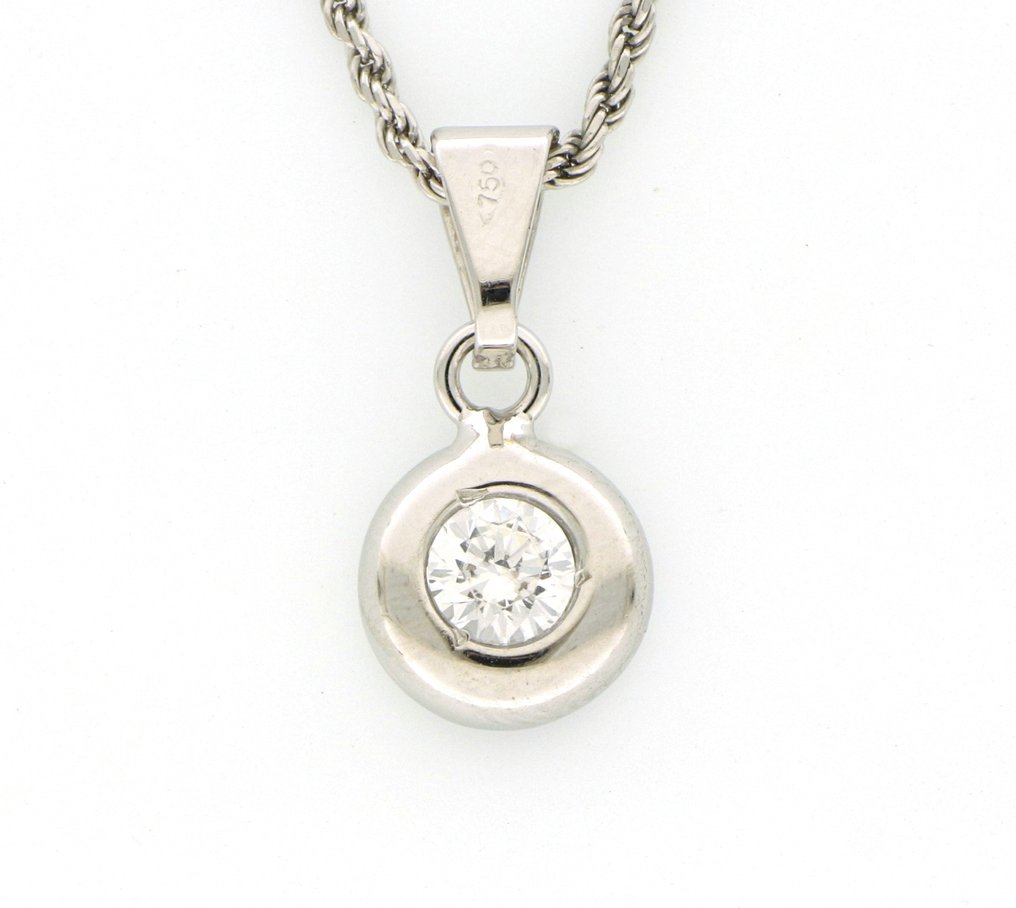 Sem preço de reserva - Colar com pingente - 18 K Ouro branco - 0.18ct. tw. Diamante (Natural) #1.0