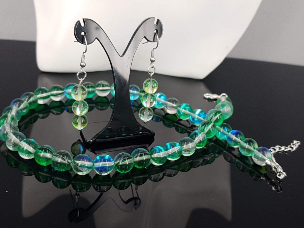 Naturlig grøn månesten / Gratis fragt - Kæde #1.0