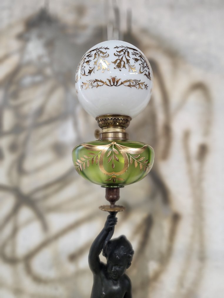 Ernest-Justin Ferrand (1846-1932) - Λάμπα πετρελαίου - Χαραγμένο με σμάλτο cloisonné, spelter, χαλκός, κρύσταλλος, γυαλί... - La Source #3.2