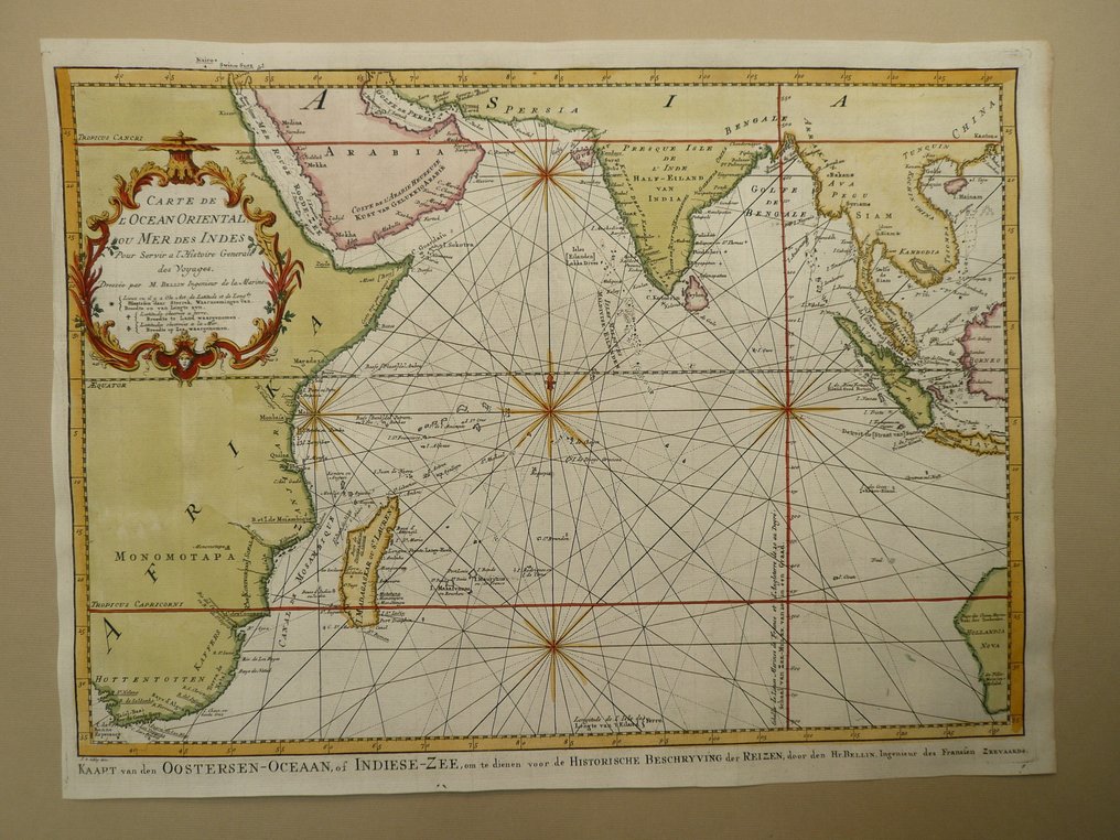 South America - Indian ocean / Madagascar / Australia / Sumatra; Nicolas Bellin - Carte de l'Ocean Oriental ou Mer des Indes - 1721-1750 #1.0