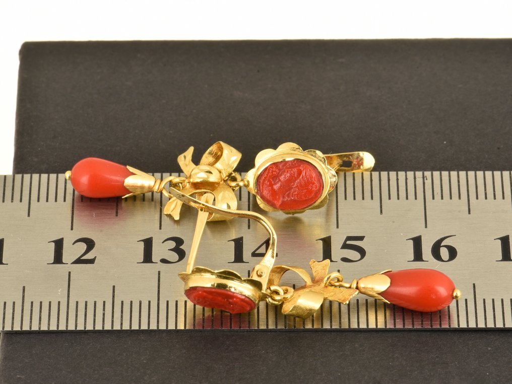 Boucles d'oreilles - 18 carats Or jaune Corail #2.1