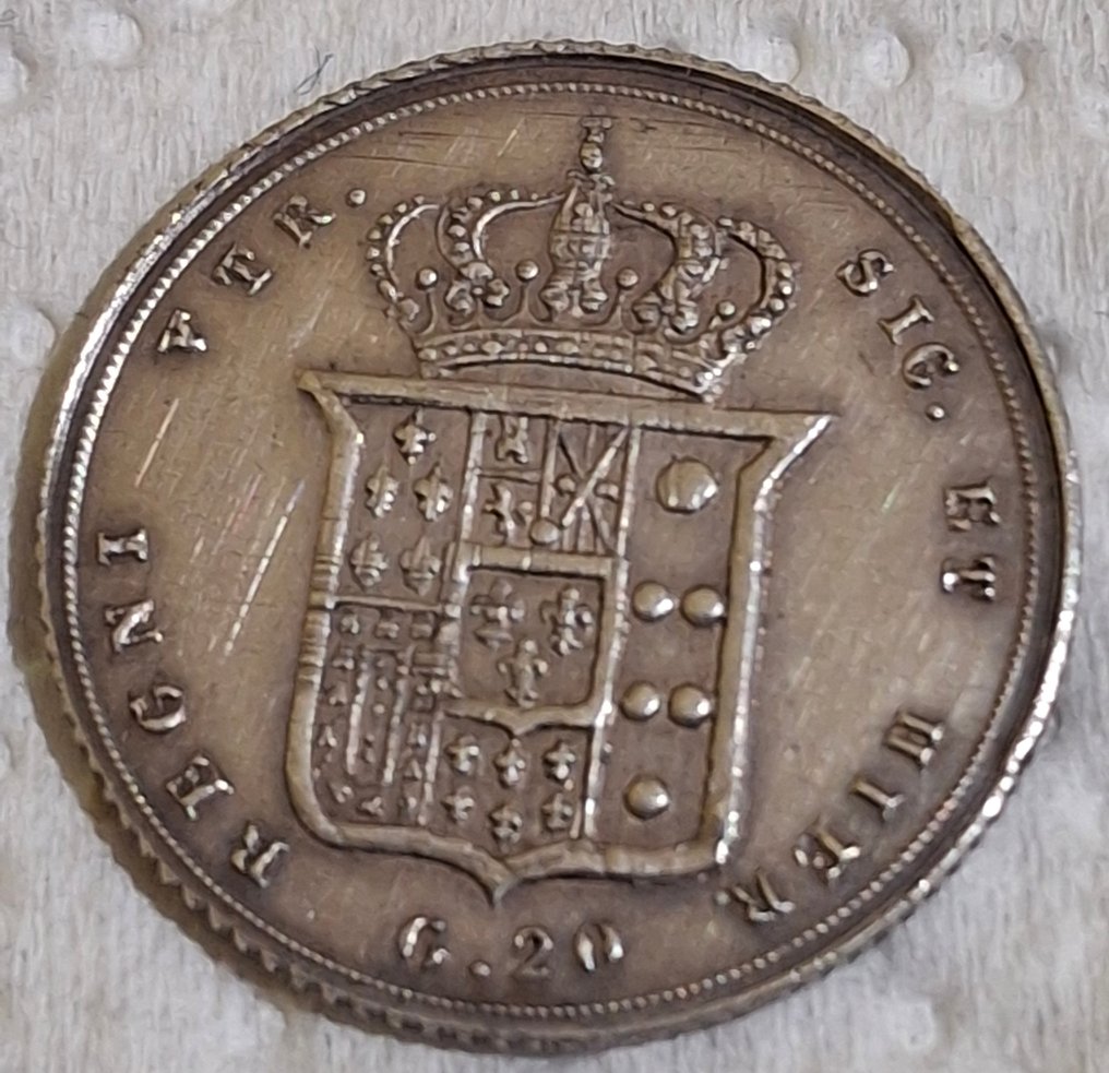 意大利,两西西里王国 Ferdinando II di Borbone. 20 Grana 1855 #1.0