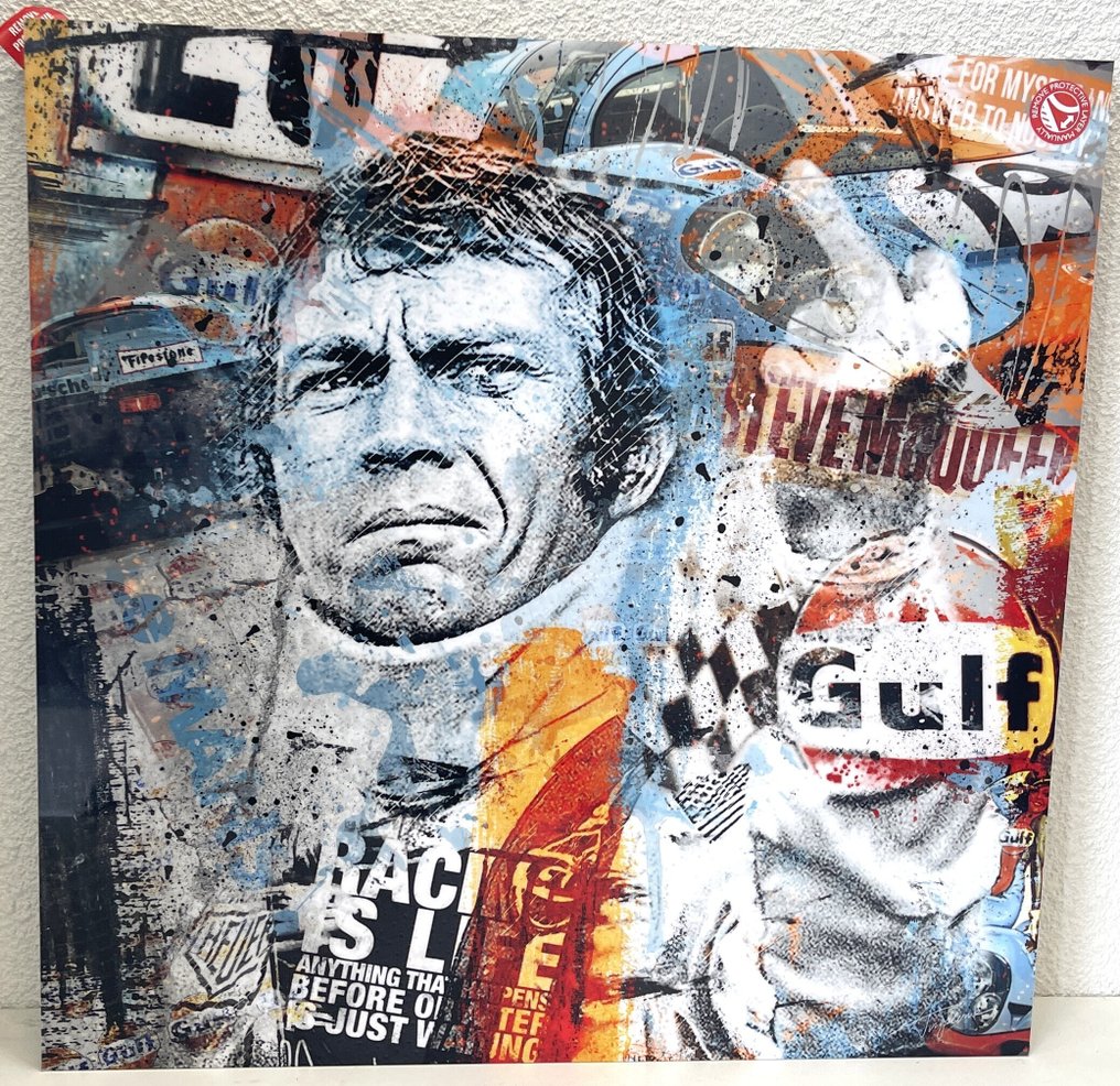 艺术品：Fabien Novarino《McQueen 驾驶保时捷》- dibond签名 - Porsche #1.0