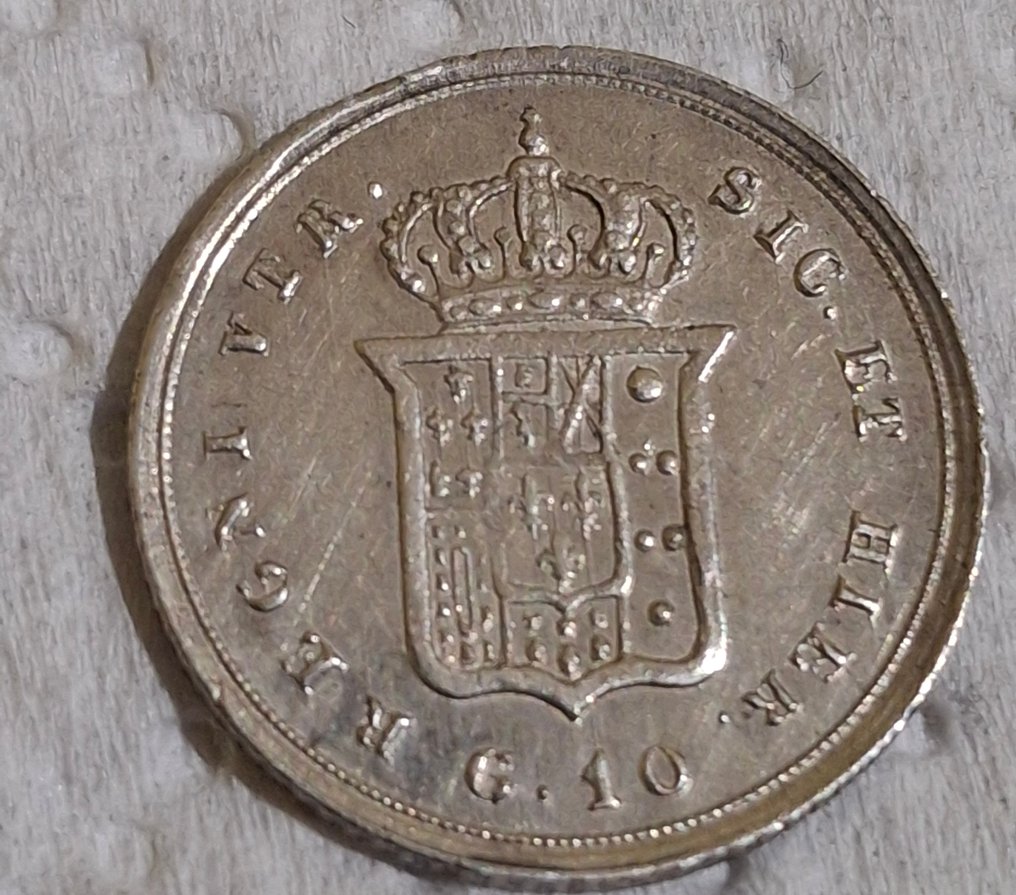 意大利，两西西里王国 Ferdinando II di Borbone. 10 Grana 1855 #1.0