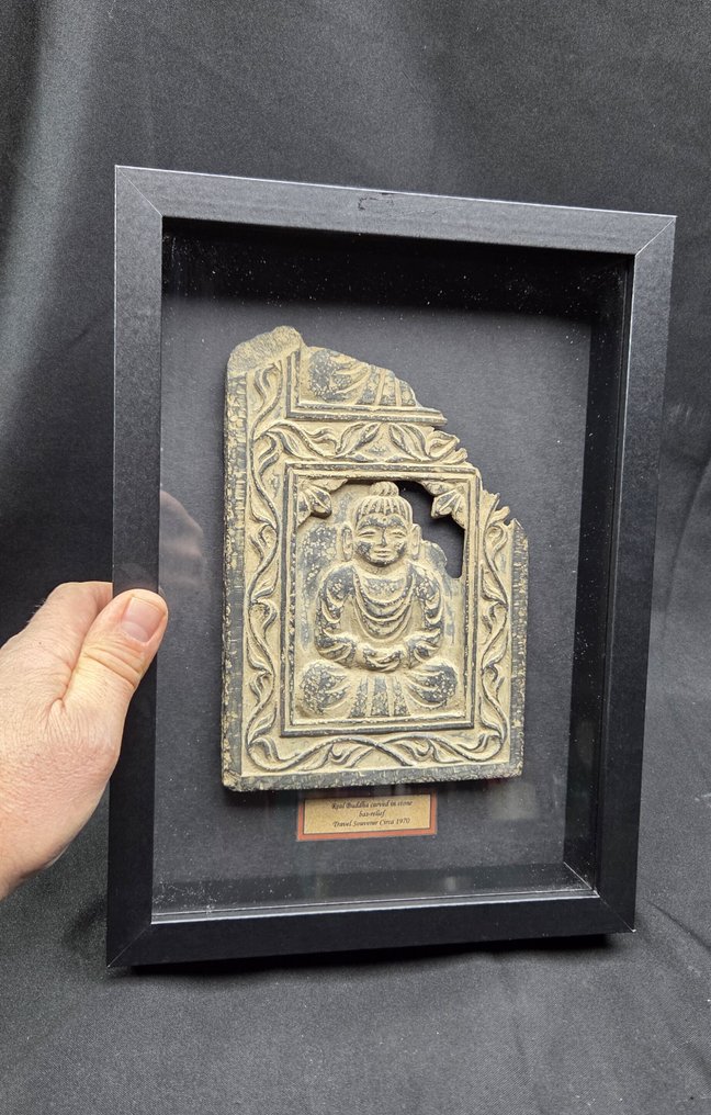 Curiosity cabinet - Real Buddha carved in stone bas-relief -Travel Souvenir Circa 1970  - Διόραμα - 1990-2000 #4.3