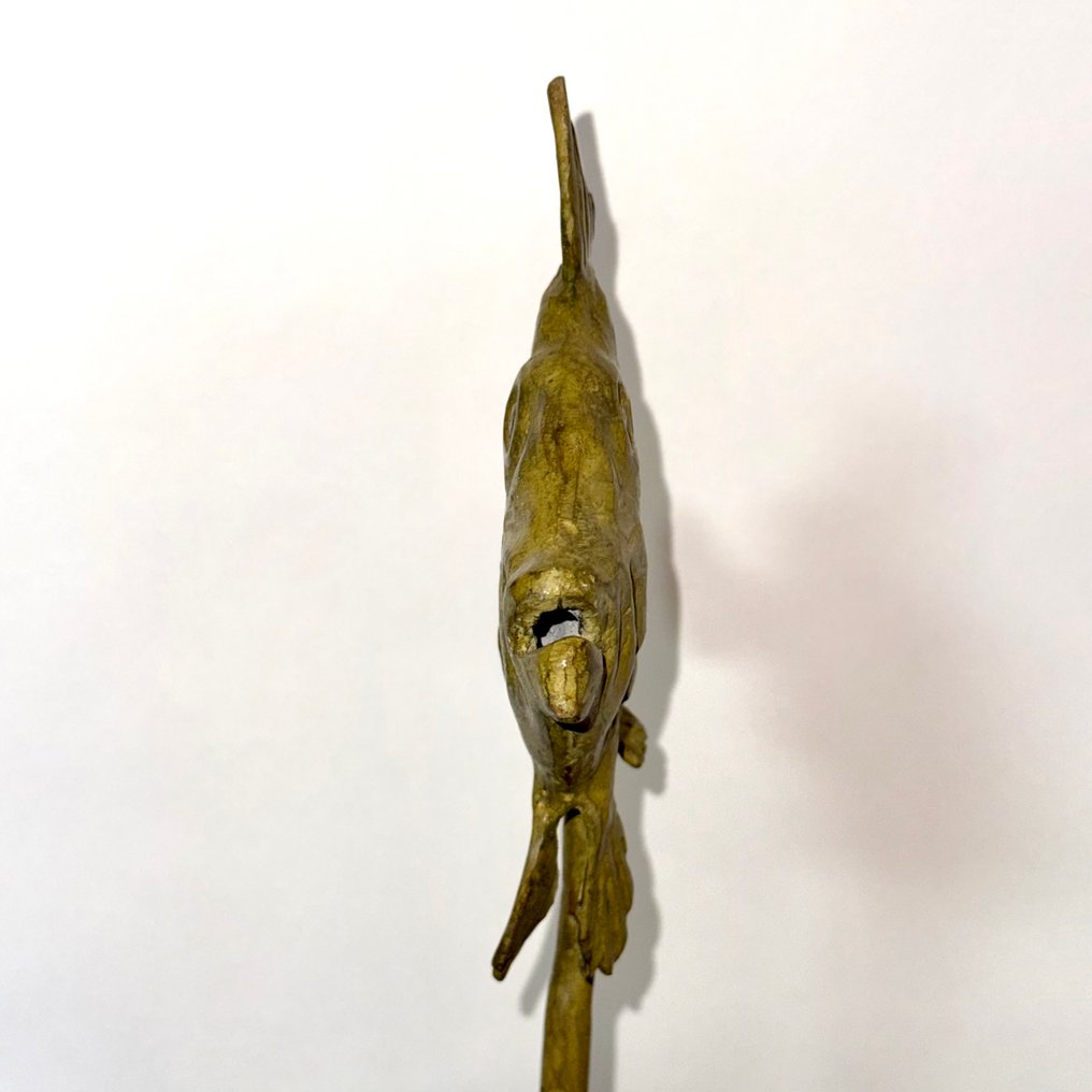 Derme Abdoulaye - Sculpture, Poisson sur tige stylisée en bronze - 36 cm - Bronze #2.1