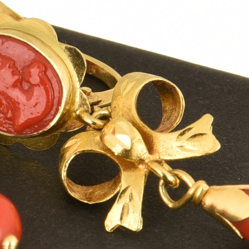 Boucles d'oreilles - 18 carats Or jaune Corail #3.2