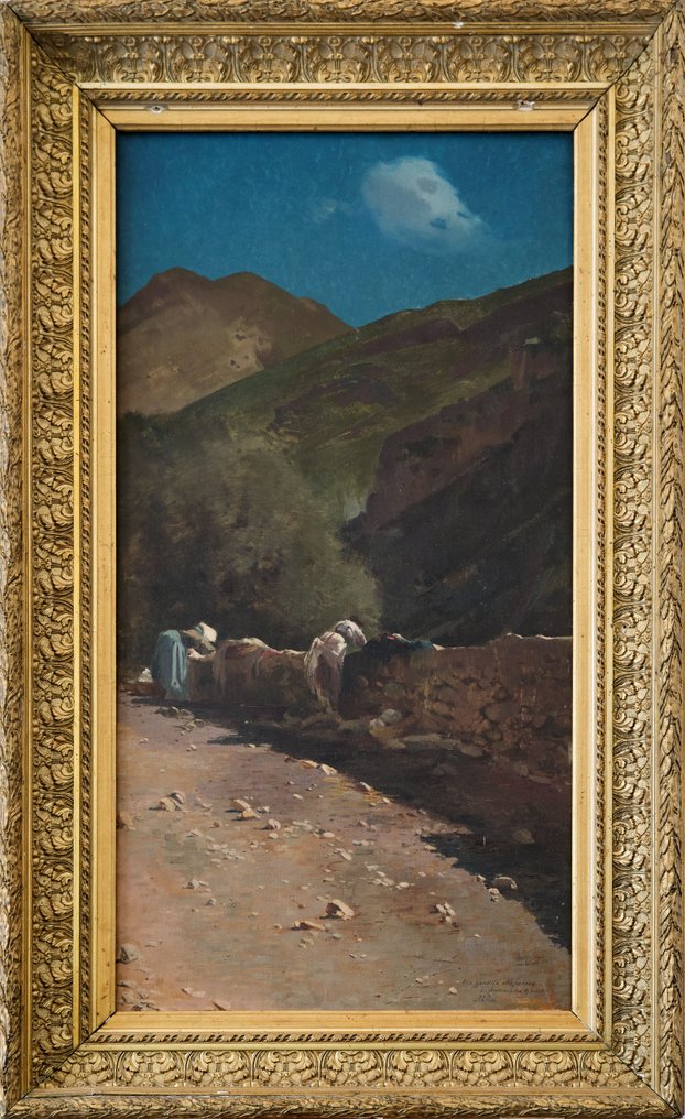 Luigi Pulini (XIX) - Paesaggio campestre con lavandaie #1.0