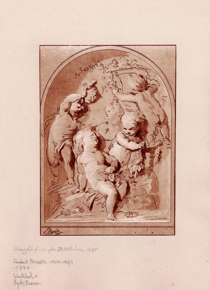 Leendert Brasser (1727-1793) - Jacob de Wit - Five putti with flowers #4.3