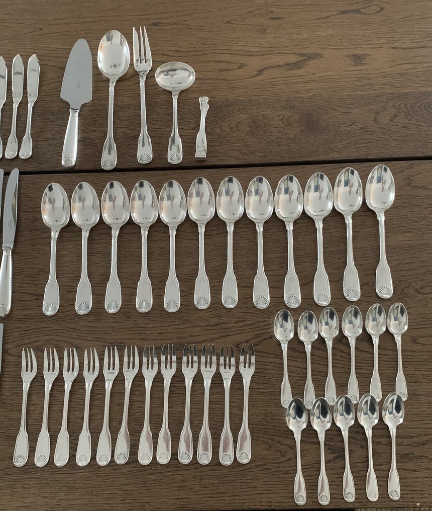 Christofle - Σετ μαχαιροπίρουνων για 12 (111) - Vendôme Coquille - Επάργυρο #4.3