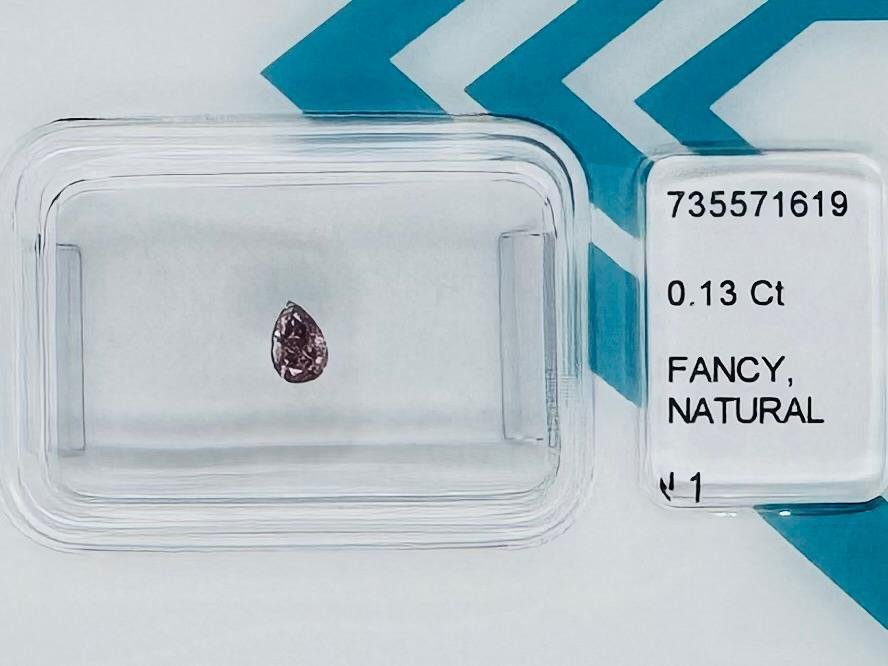 Sans prix de réserve - 1 pcs Diamant  (Couleur naturelle)  - 0.13 ct - Poire - Fancy intense Rose Mauve - I1 - International Gemological Institute (IGI) #2.1