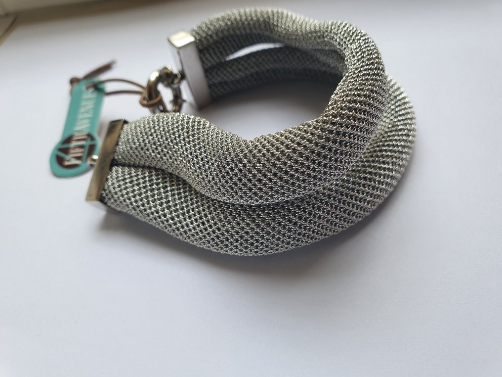 Sem preço de reserva - Conjunto de 2 peças de joalharia Prata, Lurex - Rodio - Mesh #1.0