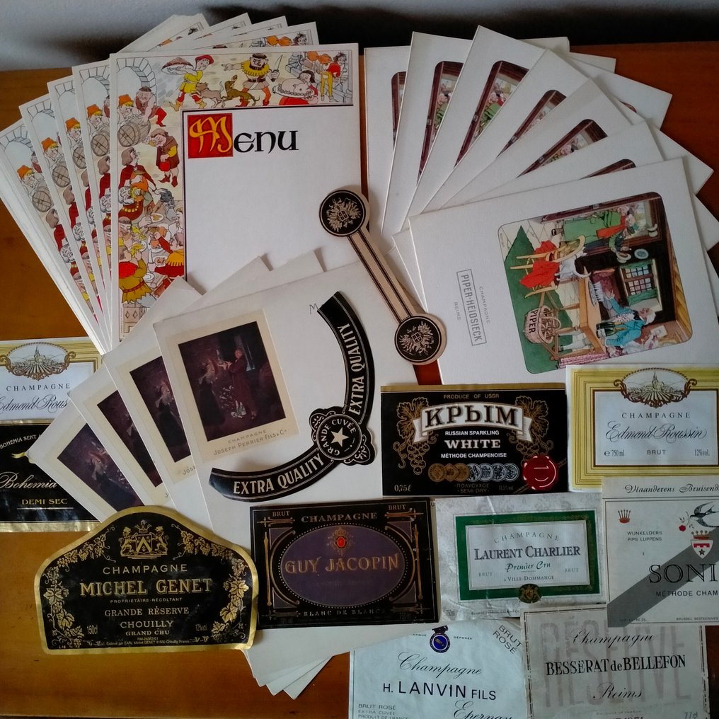 Teemakokoelma - samppanjan etikettit ja menut #1.0
