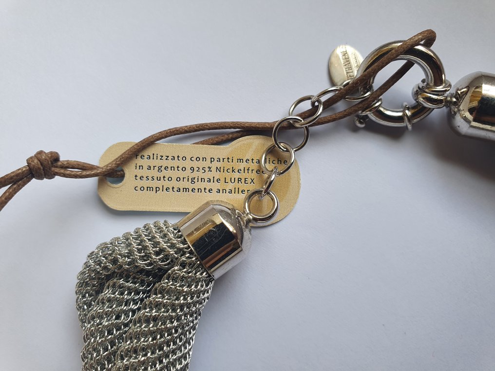 Sem preço de reserva - Conjunto de 2 peças de joalharia Prata, Lurex - Rodio - Mesh #2.1