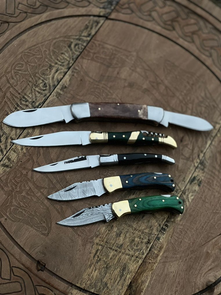Kitchen knife - Kitchen knife set -  Folding Knife Fine Vintage Table Knife & Collectable Knife - Stainless Steel Knife,Pakka Wood,Brass Bolster,Forged Steel - France - Custom Handmade #2.1