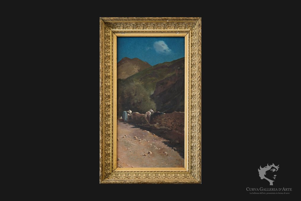 Luigi Pulini (XIX) - Paesaggio campestre con lavandaie #2.1