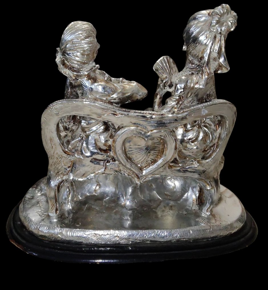 Statua, Innamorati su panchina '800 - 25 cm - .800 argento #4.3