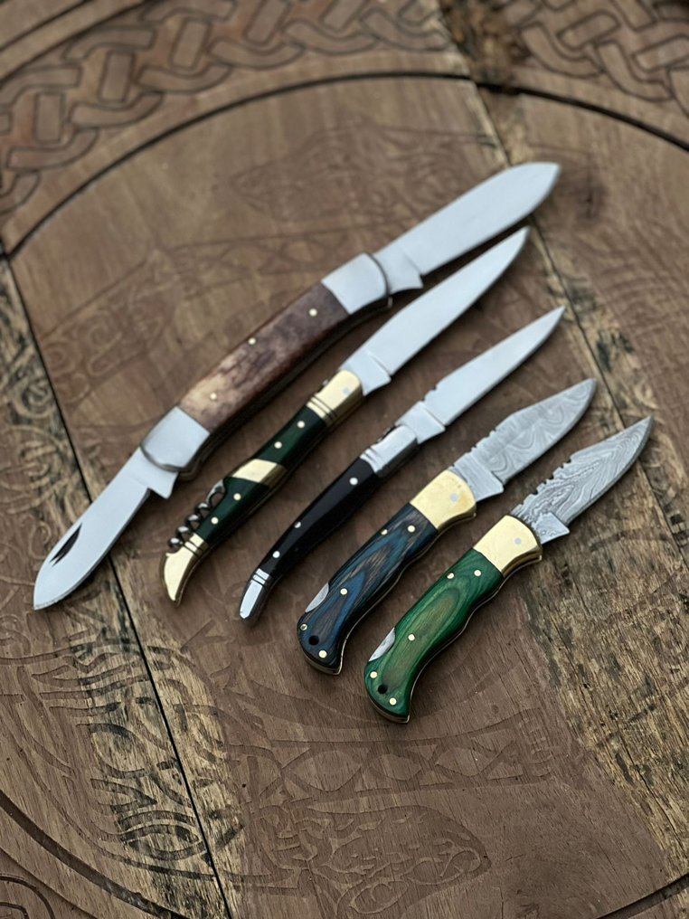 Kitchen knife - Kitchen knife set -  Folding Knife Fine Vintage Table Knife & Collectable Knife - Stainless Steel Knife,Pakka Wood,Brass Bolster,Forged Steel - France - Custom Handmade #3.2