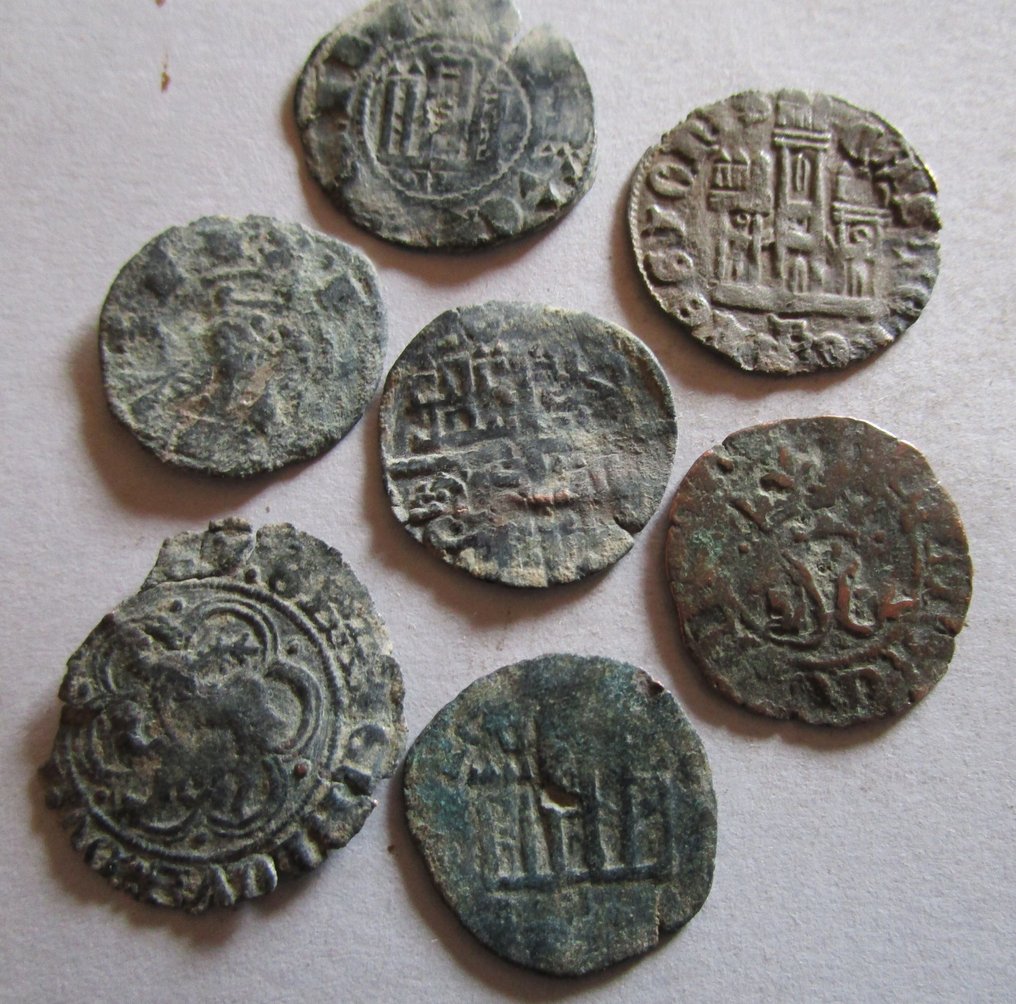 . Koninkrijk Castilië en León 8 monedas Alfonso X, Jaime I, Alfonso XI, Enrique II, Enrique III, Fernando IV, Reyes Catolicos (Zonder Minimumprijs) #1.0
