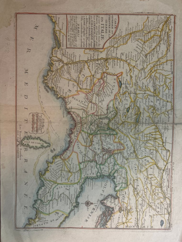 意大利 - Liguria / Piemonte / Lombardia / Veneto / Emilia occidentale / Toscana settentrionale / Corsica; Jean-Baptiste Nolin (1657–1708) - “Carte Générale du Théâtre de la Guerre en Italie” - 1681-1700 #1.0