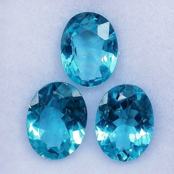 3 pcs Blu Apatite - 3.76 ct - Instituto Gemólogico Español (IGE) #1.0