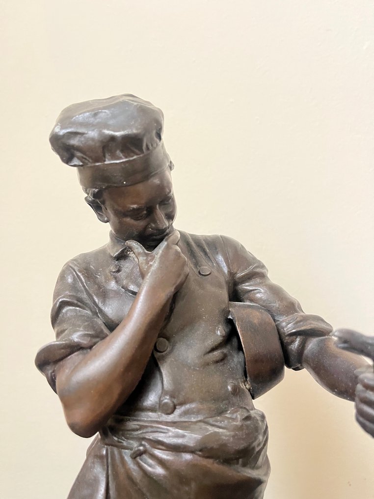 Clément Leopold Steiner (1853-1899) - Sculpture, chef kok - 40 cm - Spelter #1.0