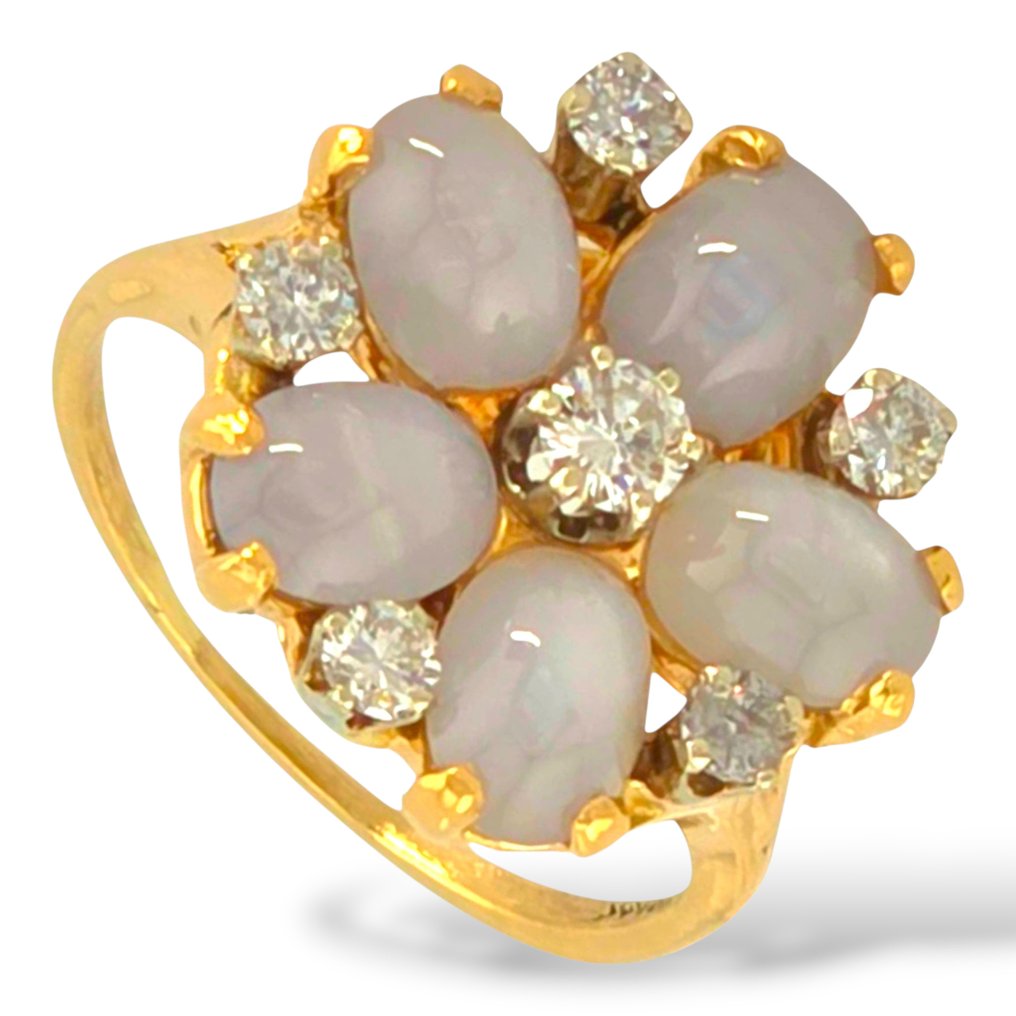 Ring - 14 karat Gulguld Diamant (Natur)  #1.0