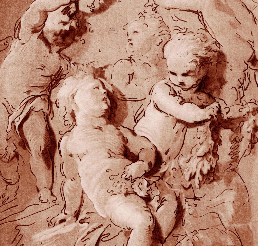 Leendert Brasser (1727-1793) - Jacob de Wit - Five putti with flowers #2.1