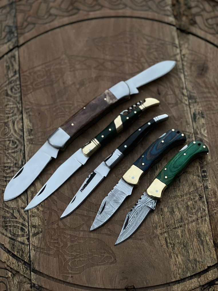 Kitchen knife - Kitchen knife set -  Folding Knife Fine Vintage Table Knife & Collectable Knife - Stainless Steel Knife,Pakka Wood,Brass Bolster,Forged Steel - France - Custom Handmade #1.0