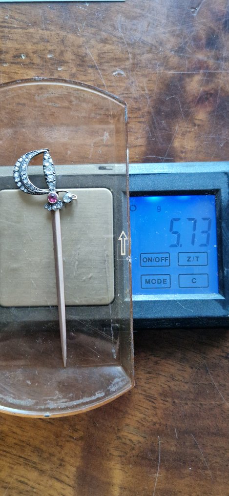 没有保留价 - 胸针 - 9 kt. 银, 玫瑰金 红宝石 - 钻石 #3.2