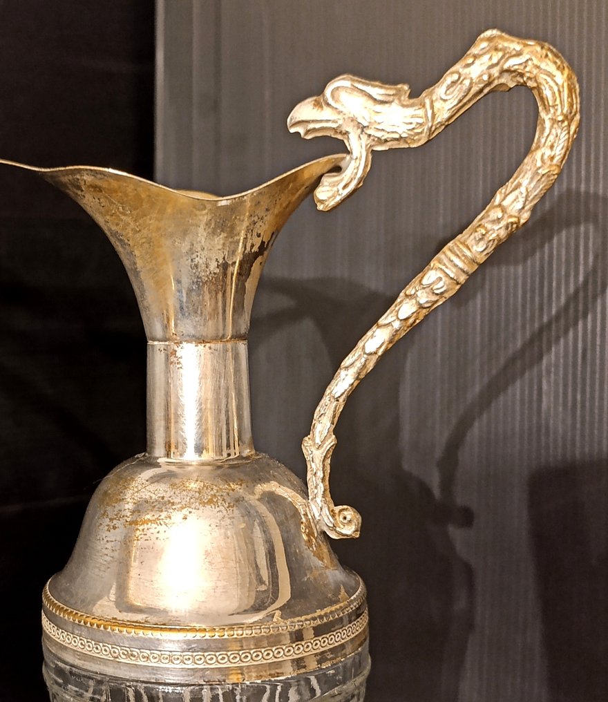 Ewer (2) - Glass, Metal - Two carafes #4.3