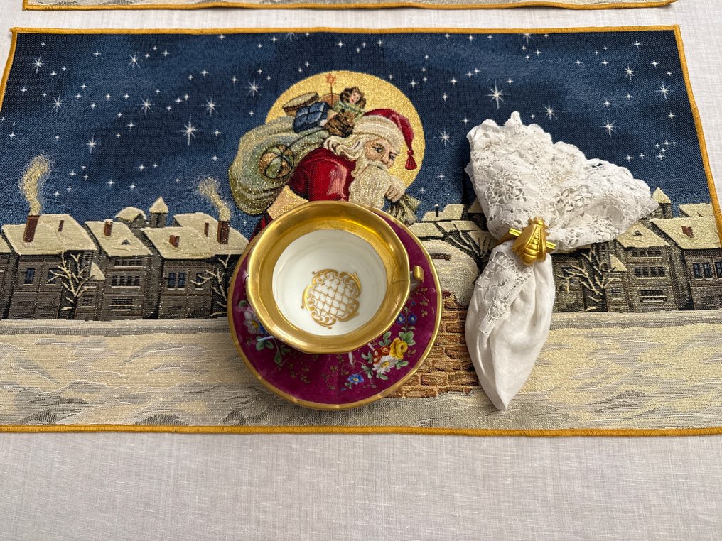 San Leucio - Exclusive pair of tapestry placemats in Gobelin style featuring Santa Claus. - Tablecloth (2) - 70 cm - 40 cm #2.1