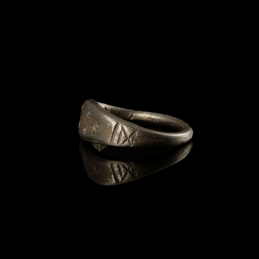 Epoca vichinga Argento anello decorato #2.1