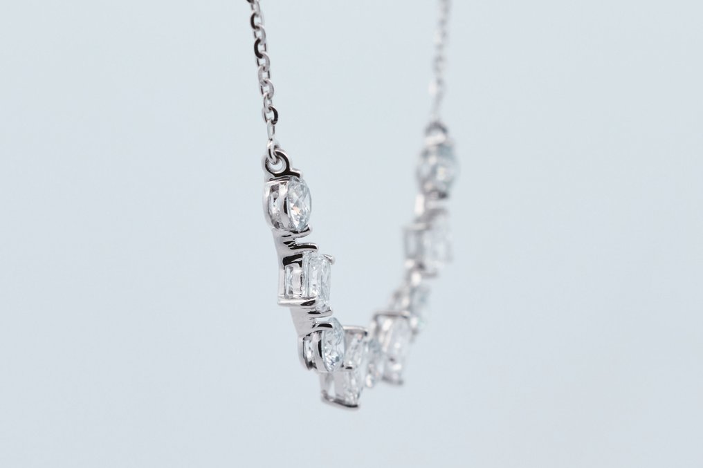 χωρίς τιμή ασφαλείας - Κολιέ - 14 καράτια Λευκός χρυσός - 3.02ct. tw. Διαμάντι (Εργαστηριακής καλλιέργειας) - Διαμάντι #2.1