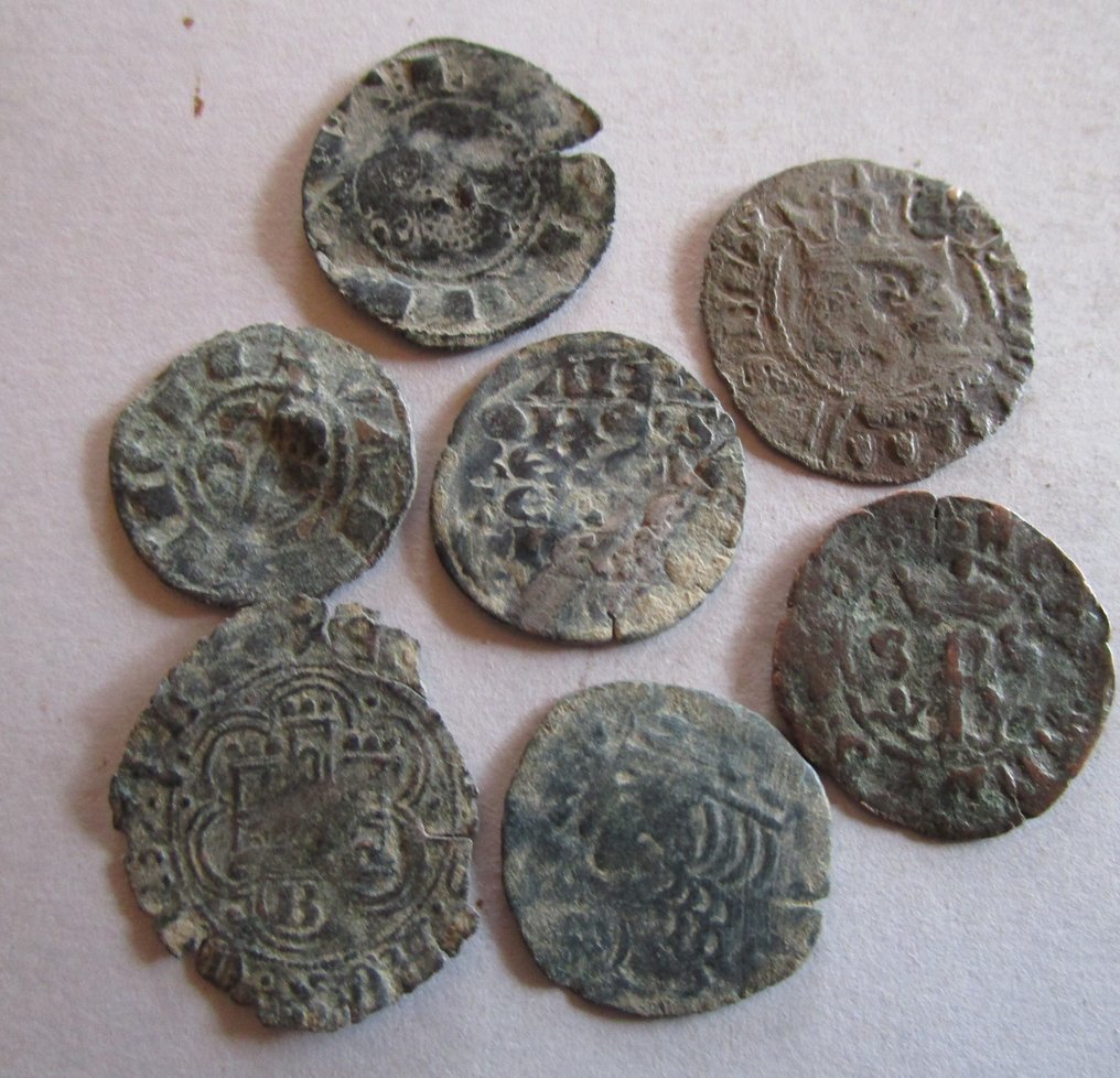 . Koninkrijk Castilië en León 8 monedas Alfonso X, Jaime I, Alfonso XI, Enrique II, Enrique III, Fernando IV, Reyes Catolicos (Zonder Minimumprijs) #2.1