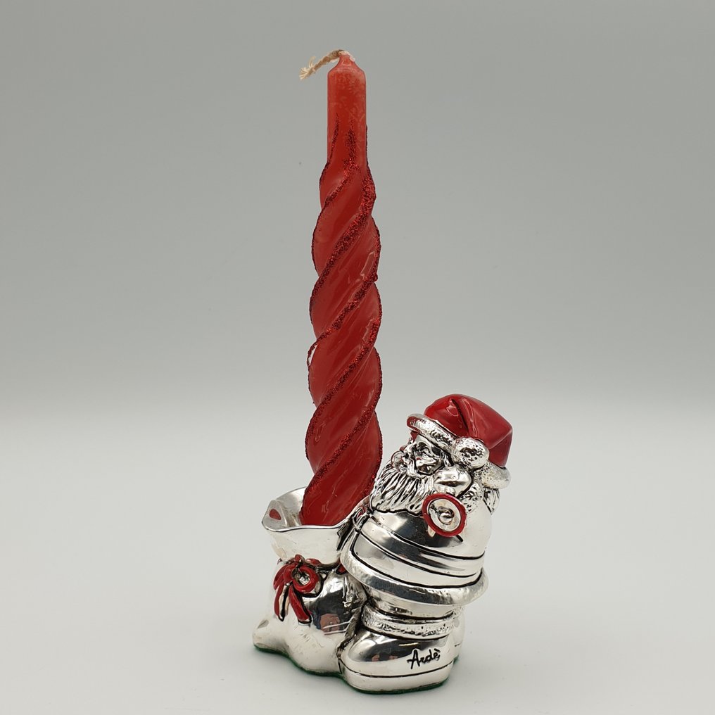 Candeliere da tavolo "Babbo Natale" rivestito in argento e smalto - Candlestick - Plated in silver #2.1