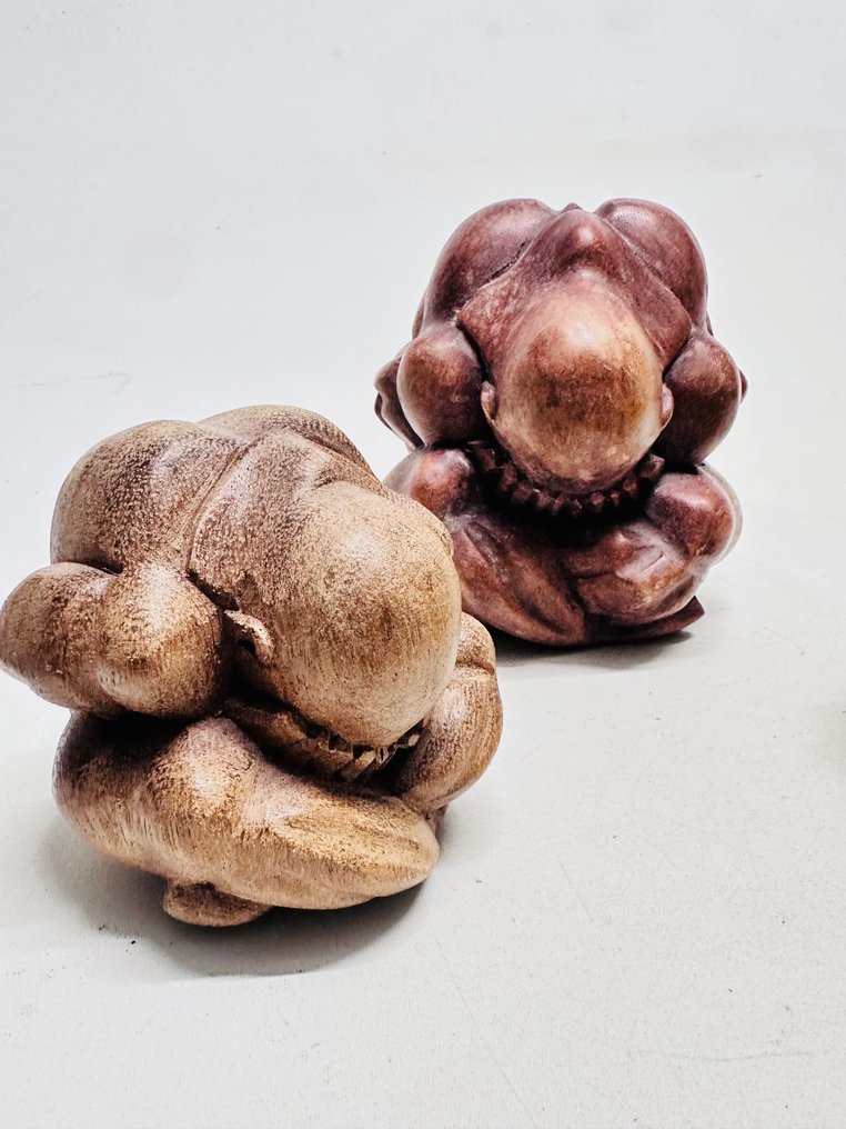 塑像, Wooden Orang Malu (Yogiman) Sculptures - 16 cm - 木 #2.1