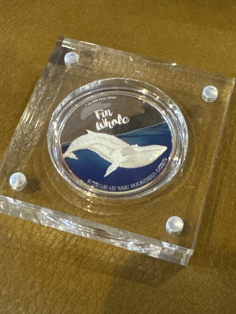 Pitcairn. 2 Dollars 2016 FIN WHALE Whales of the Southern Ocean, 1 Oz (.999) #1.0