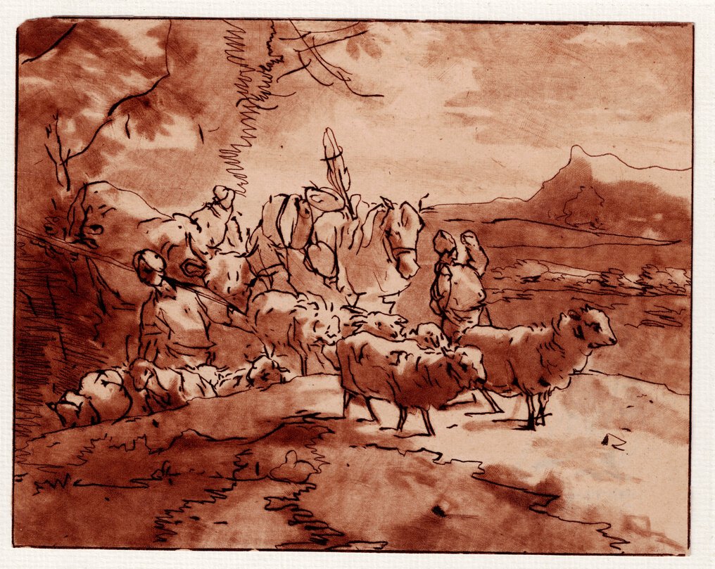 Jacob van de Velde (1744-1780) - Simon van der Does - Shepherds with cattle in a mountain landscape #4.3