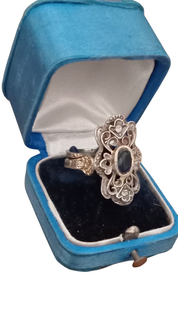 沒有保留價 - 戒指 - 9 節 黃金 -  0.50ct. tw. 藍寶石 - 19世纪的古老戒指 #2.1