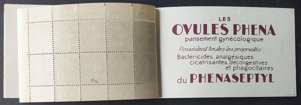Ranska 1924/1926 - Phéna, 10 c. vert, täysi luksuslompakko**, allekirjoitettu Calves - Yvert 188 #3.2